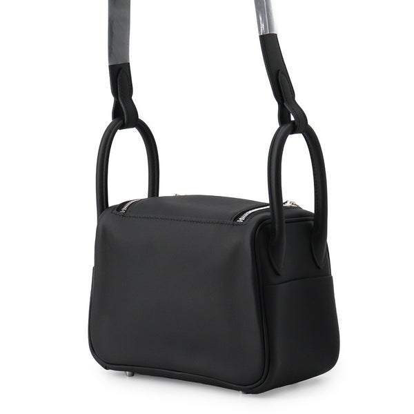 エルメス ハンドバッグ リンディ ミニ ブラック/エレクトラム金具 スイフト K刻印 HERMES 2wayショルダーバッグ