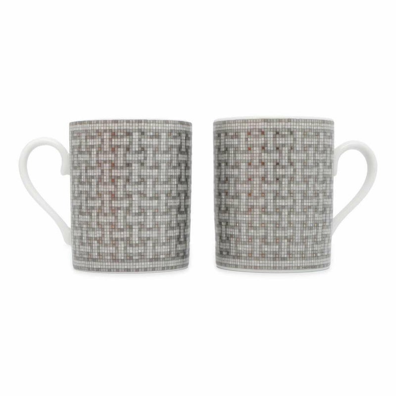 エルメス マグカップ モザイク24 Mosaique Au ヴァンキャトル プラチナ 2点ペアセット 300ml HERMES ギフト 白