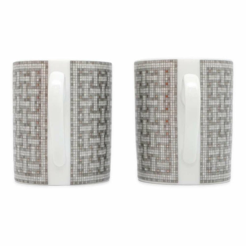 エルメス マグカップ モザイク24 Mosaique Au ヴァンキャトル プラチナ 2点ペアセット 300ml HERMES ギフト 白