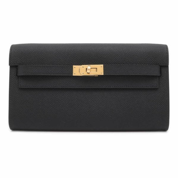 エルメス ケリーウォレット ロング トゥーゴー ブラック/ゴールド金具 ヴォーエプソン B刻印 黒