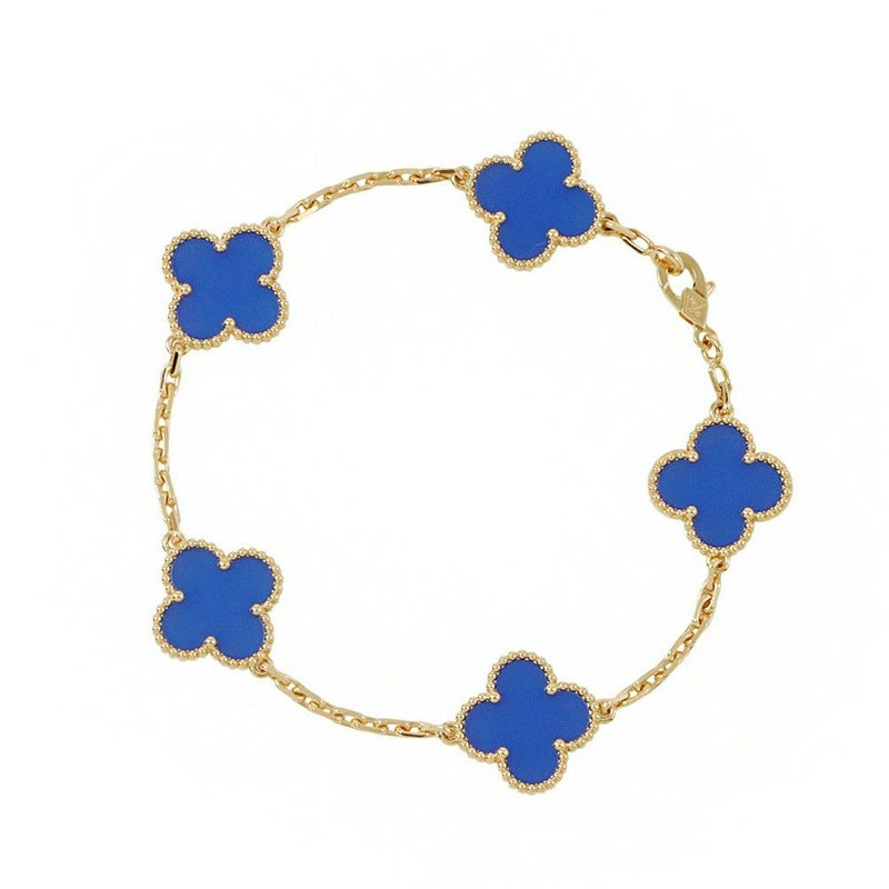 ヴァンクリーフ＆アーペル ブレスレット ヴィンテージ アルハンブラ ブレスレット 5モチーフ ブルーアゲート K18YG VCARP34900