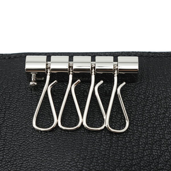 エルメス 4連キーケース ベアン ブラック/シルバー金具 シェブルミゾル K刻印 HERMES 黒