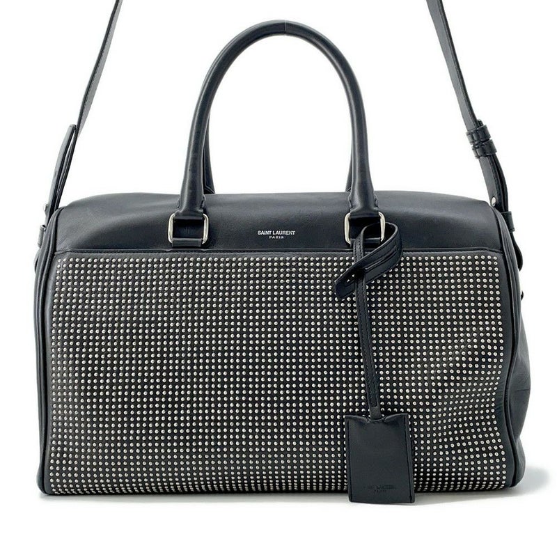 サンローランパリ ハンドバッグ クラシック・ダッフル スタッズ レザー 332424 SAINT LAURENT PARIS 2way 黒