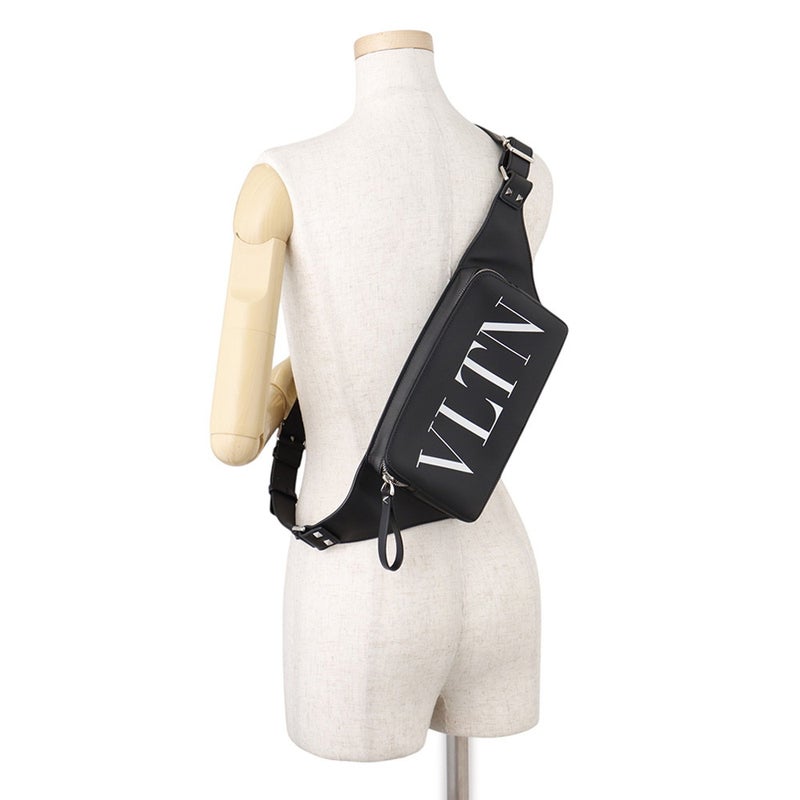 ヴァレンティノ・ガラヴァーニ ボディバッグ VLTNロゴ レザー WY0B0719WJW VALENTINO ベルトバッグ 黒