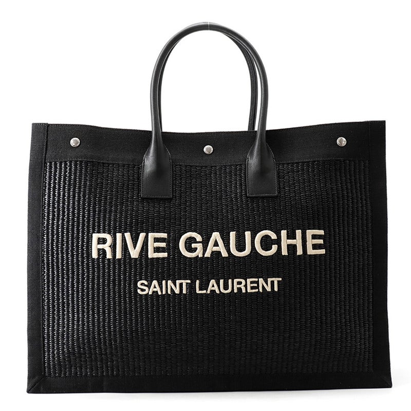 サンローランパリ トートバッグ リヴ・ゴーシュ ラージ ラフィア キャンバス 509415 2M21E SAINT LAURENT PARIS 黒
