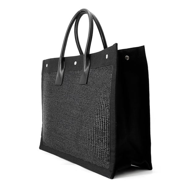 サンローランパリ トートバッグ リヴ・ゴーシュ ラージ ラフィア キャンバス 509415 2M21E SAINT LAURENT PARIS 黒