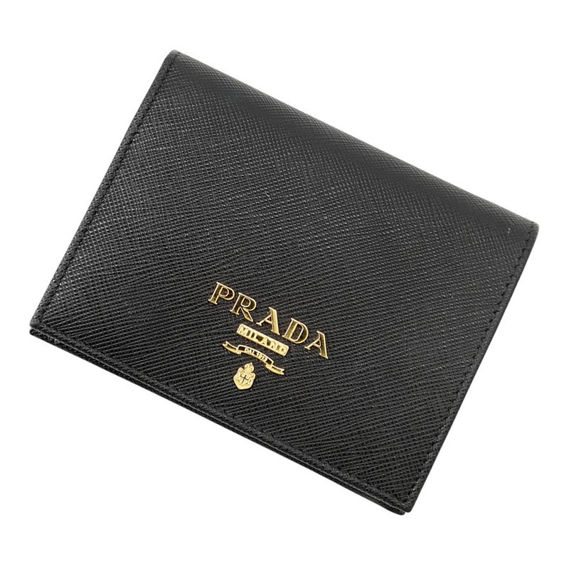 プラダ 二つ折り財布 サフィアーノ マルチカラー コンパクト ウォレット 1MV204 PRADA 黒
