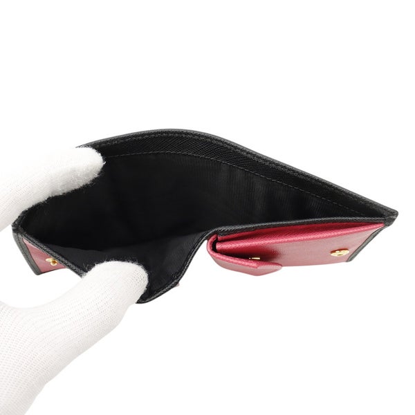 プラダ 二つ折り財布 サフィアーノ マルチカラー コンパクト ウォレット 1MV204 PRADA 黒