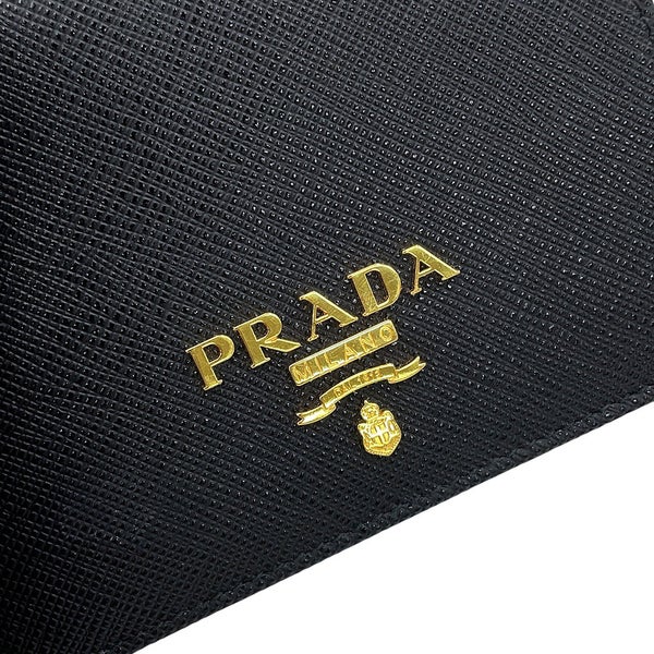 プラダ 二つ折り財布 サフィアーノ マルチカラー コンパクト ウォレット 1MV204 PRADA 黒