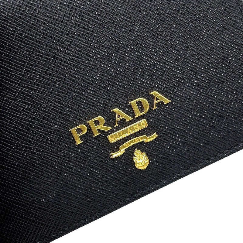 プラダ 二つ折り財布 サフィアーノ マルチカラー コンパクト ウォレット 1MV204 PRADA 黒
