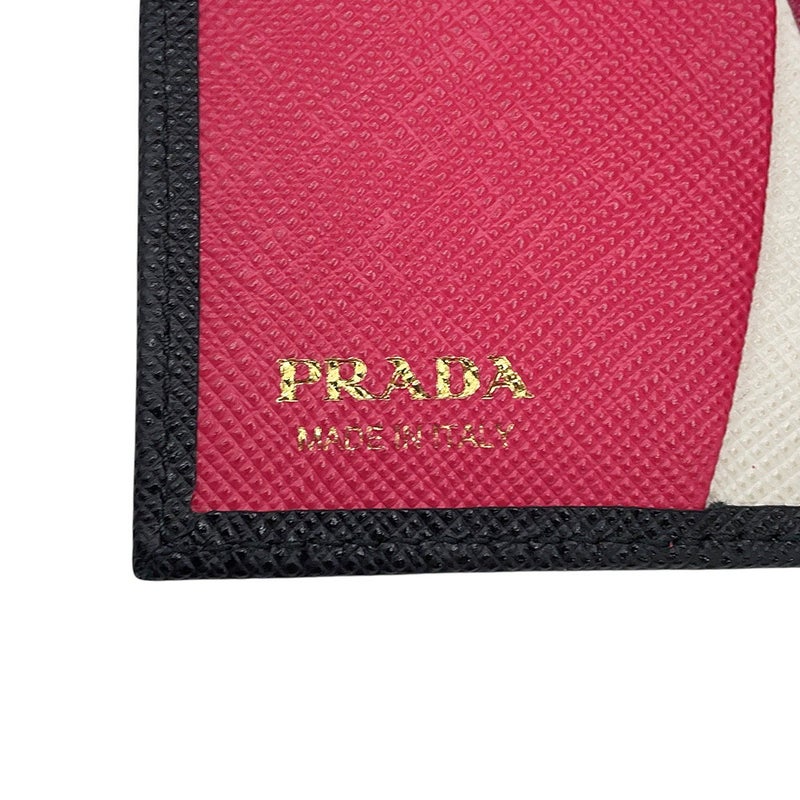 プラダ 二つ折り財布 サフィアーノ マルチカラー コンパクト ウォレット 1MV204 PRADA 黒