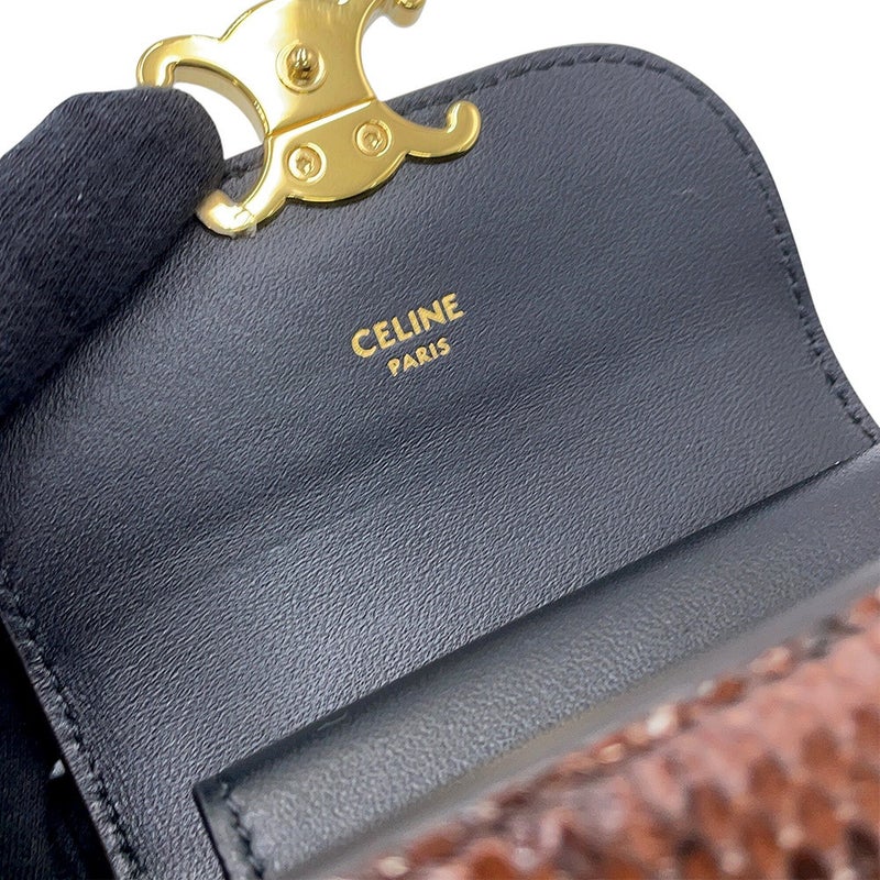 セリーヌ 三つ折り財布 トリオンフ スモール フラップウォレット パイソン 10D784GV9.19IK CELINE