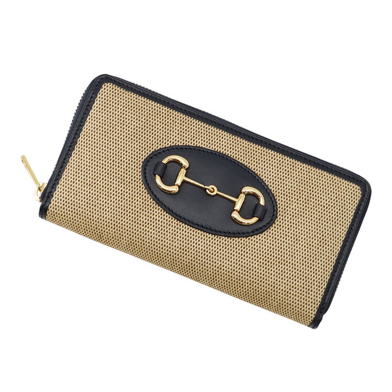 グッチ 長財布 ホースビット 1955 ジップアラウンドウォレット キャンバス レザー 621889 GUCCI 日本限定 黒