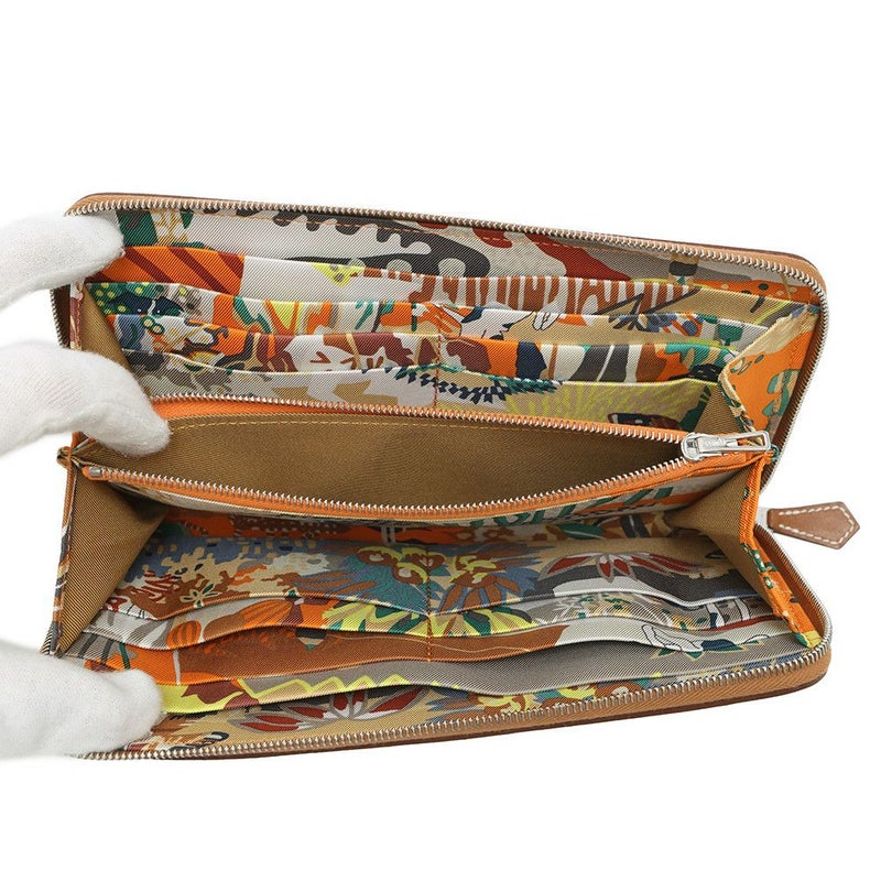 エルメス 長財布 アザップロング シルクイン ゴールド/シルバー金具 エバーカラー W刻印 財布