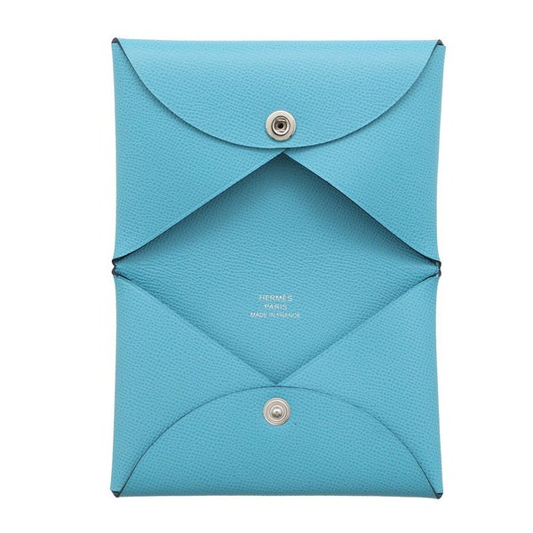 エルメス カードケース カルヴィ ブルーノール/シルバー金具 ヴォーマダム B刻印 HERMES 財布 ブルーデュノール