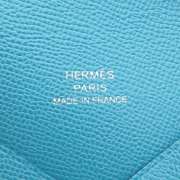 エルメス カードケース カルヴィ ブルーノール/シルバー金具 ヴォーマダム B刻印 HERMES 財布 ブルーデュノール