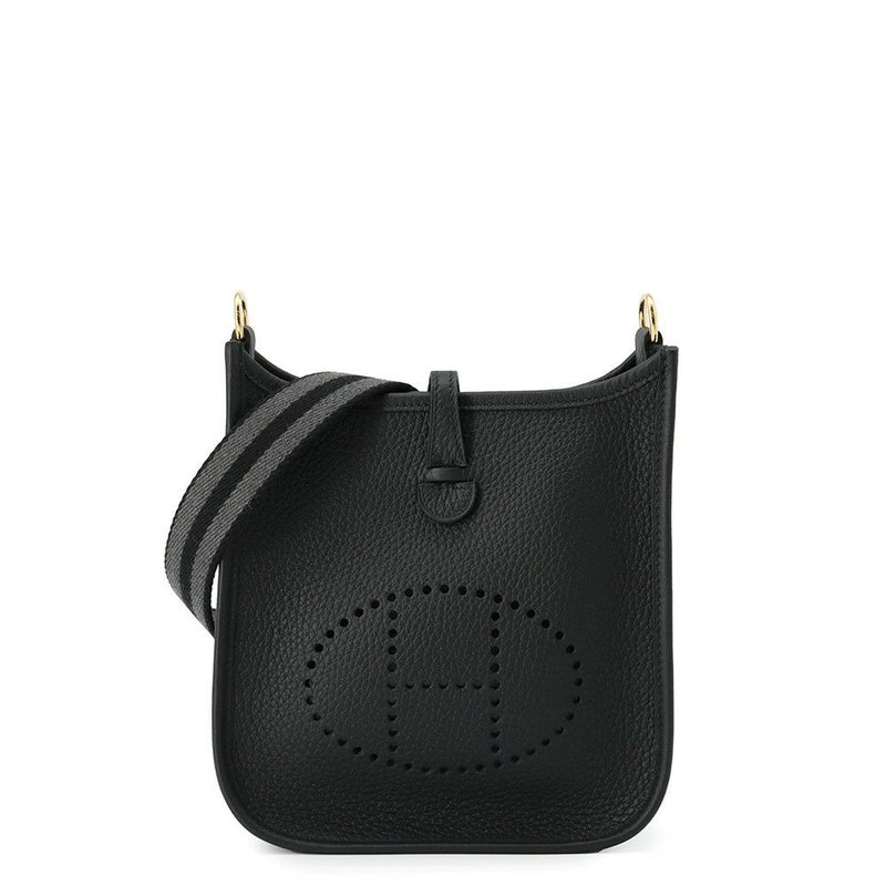 エルメス ショルダーバッグ エブリンTPM 111cm ブラック/グレー/ゴールド金具 トリヨンクレマンス W刻印 黒