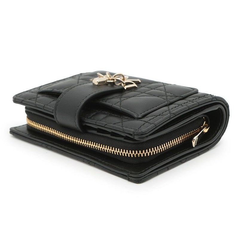 クリスチャン・ディオール 二つ折り財布 My Dior Dittany ウォレット ラムスキン S6022ONMJ Christian Dior 黒