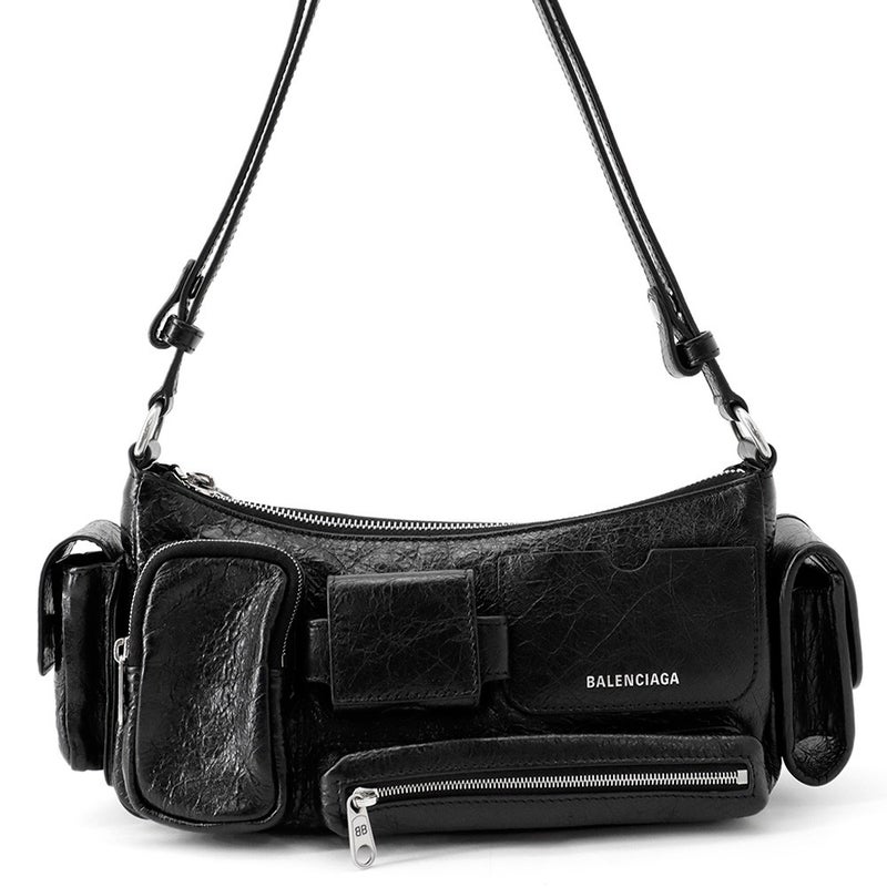 バレンシアガ ショルダーバッグ スーパービジー スリング スモール アリーナラムスキン 802227 BALENCIAGA  バッグ 黒