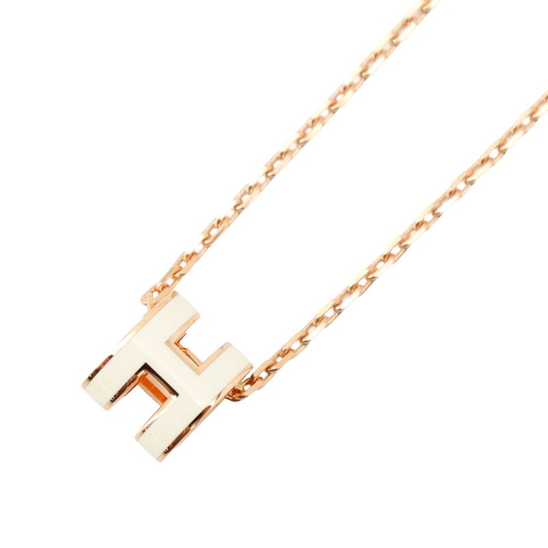 エルメス ネックレス ミニ・ポップアッシュ ホワイト/ピンクゴールド金具 HERMES アクセサリー ポップH