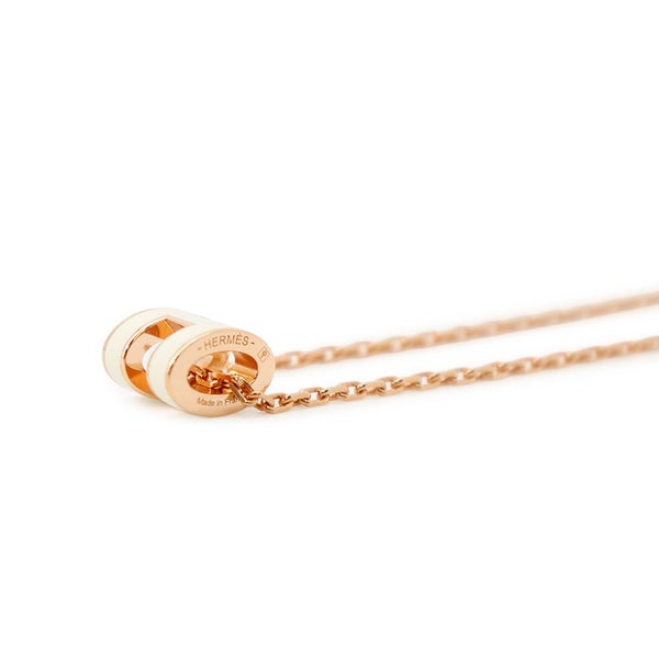 エルメス ネックレス ミニ・ポップアッシュ ホワイト/ピンクゴールド金具 HERMES アクセサリー ポップH
