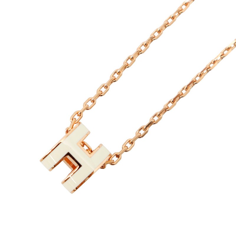 エルメス ネックレス ミニ・ポップアッシュ ホワイト/ピンクゴールド金具 HERMES アクセサリー ポップH