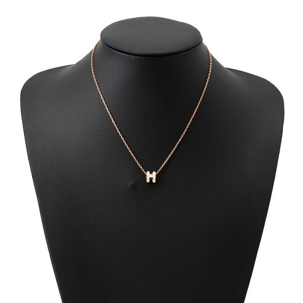 エルメス ネックレス ミニ・ポップアッシュ ホワイト/ピンクゴールド金具 HERMES アクセサリー ポップH