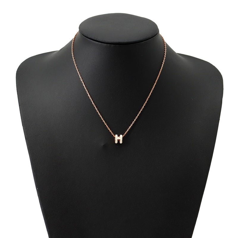 エルメス ネックレス ミニ・ポップアッシュ ホワイト/ピンクゴールド金具 HERMES アクセサリー ポップH