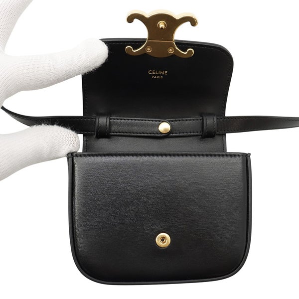 セリーヌ ショルダーバッグ トリオンフ ミニ クロード シャイニーカーフレザー 10I513 CELINE ミニバッグ 黒