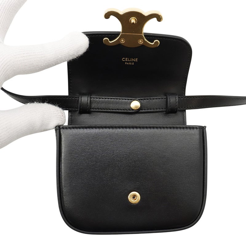 セリーヌ ショルダーバッグ トリオンフ ミニ クロード シャイニーカーフレザー 10I513 CELINE ミニバッグ 黒