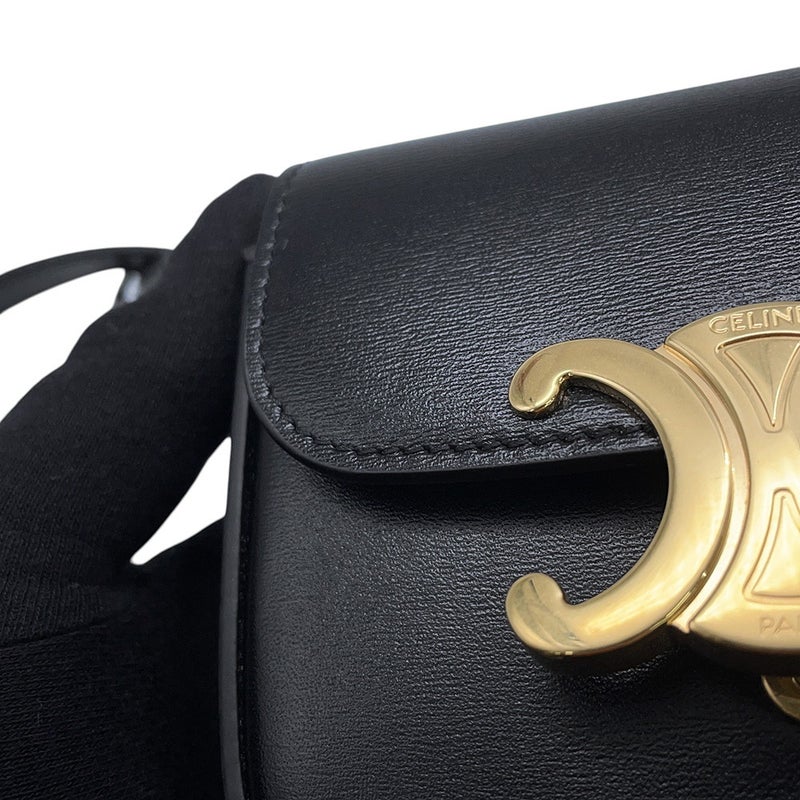 セリーヌ ショルダーバッグ トリオンフ ミニ クロード シャイニーカーフレザー 10I513 CELINE ミニバッグ 黒