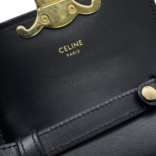 セリーヌ ショルダーバッグ トリオンフ ミニ クロード シャイニーカーフレザー 10I513 CELINE ミニバッグ 黒