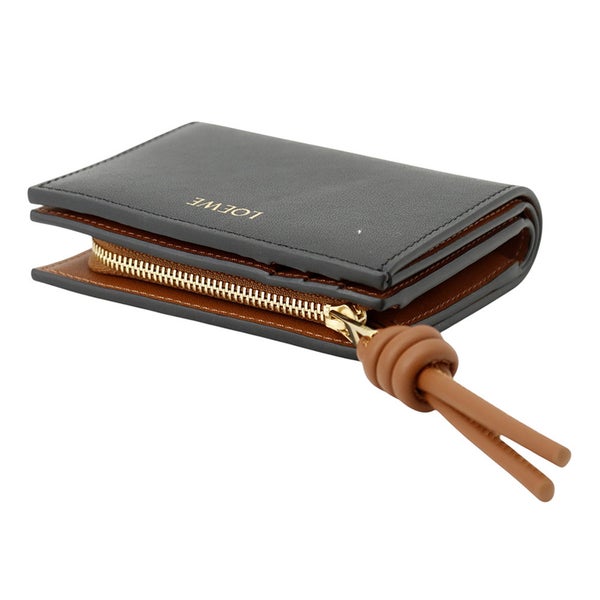 ロエベ 二つ折り財布 ノット コンパクトウォレット シャイニーナパカーフレザー CEM1NCWX01 LOEWE 財布 バイカラー 黒
