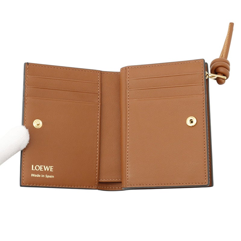 ロエベ 二つ折り財布 ノット コンパクトウォレット シャイニーナパカーフレザー CEM1NCWX01 LOEWE 財布 バイカラー 黒