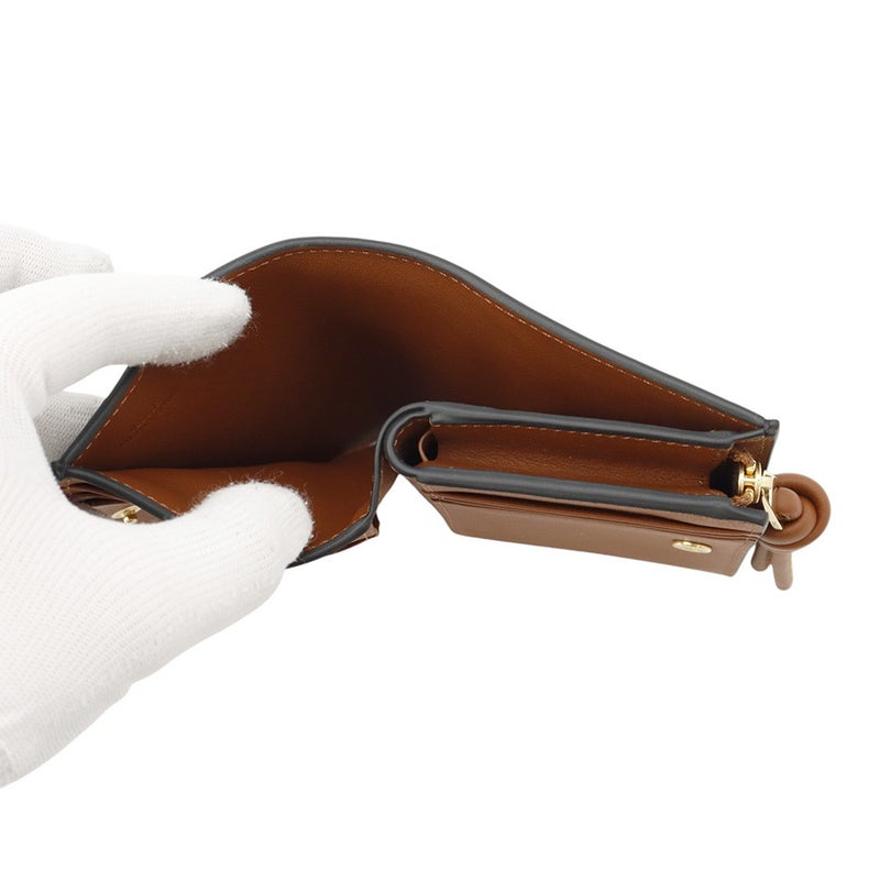 ロエベ 二つ折り財布 ノット コンパクトウォレット シャイニーナパカーフレザー CEM1NCWX01 LOEWE 財布 バイカラー 黒