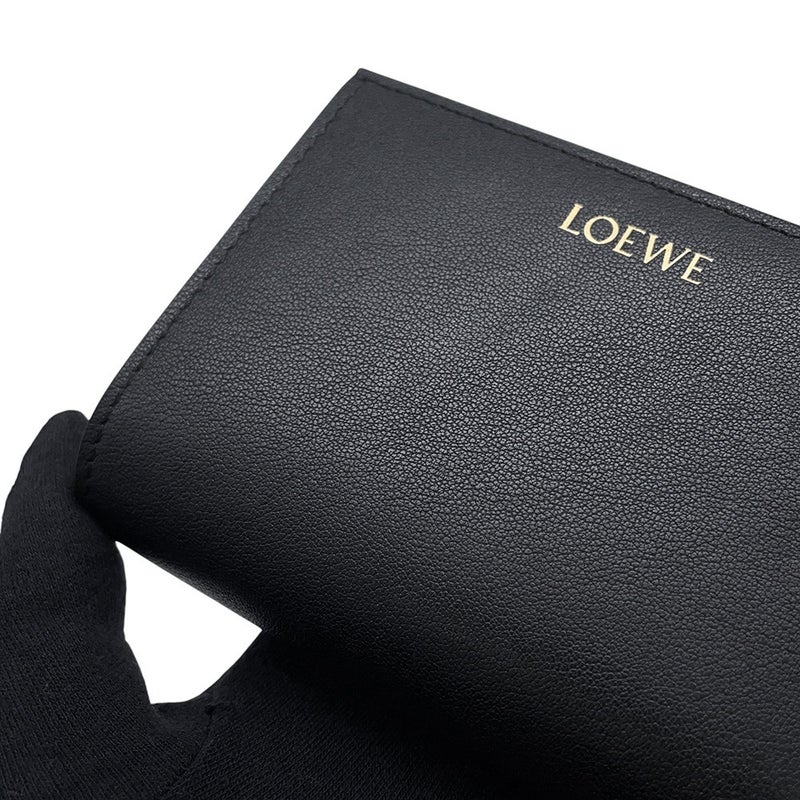 ロエベ 二つ折り財布 ノット コンパクトウォレット シャイニーナパカーフレザー CEM1NCWX01 LOEWE 財布 バイカラー 黒