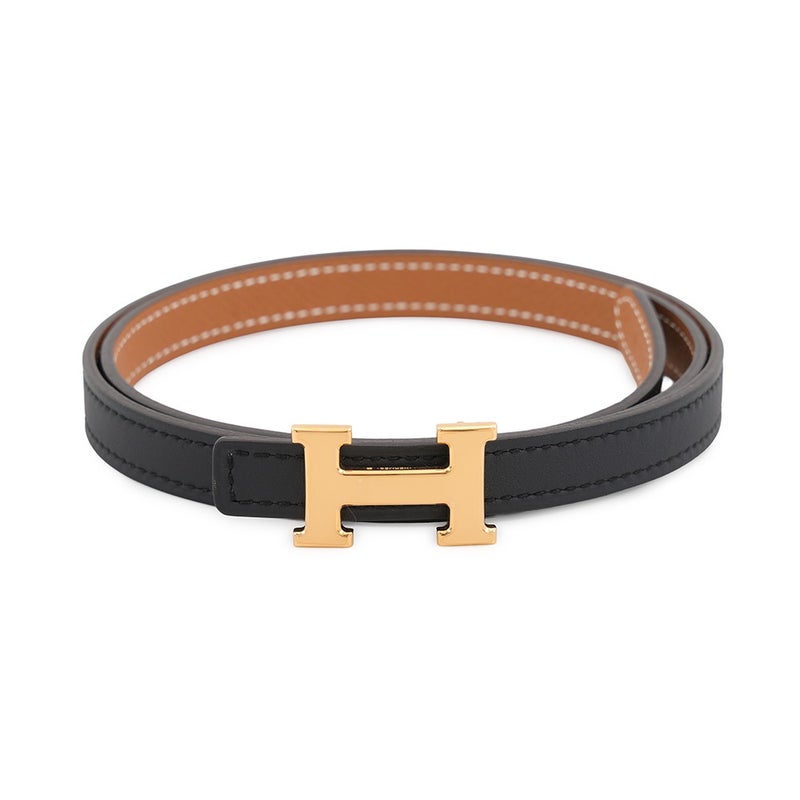 エルメス ベルト ミニH キット13 ブラック/ゴールド/ゴールド金具 スイフト/エプソン W刻印 サイズ70 HERMES 黒