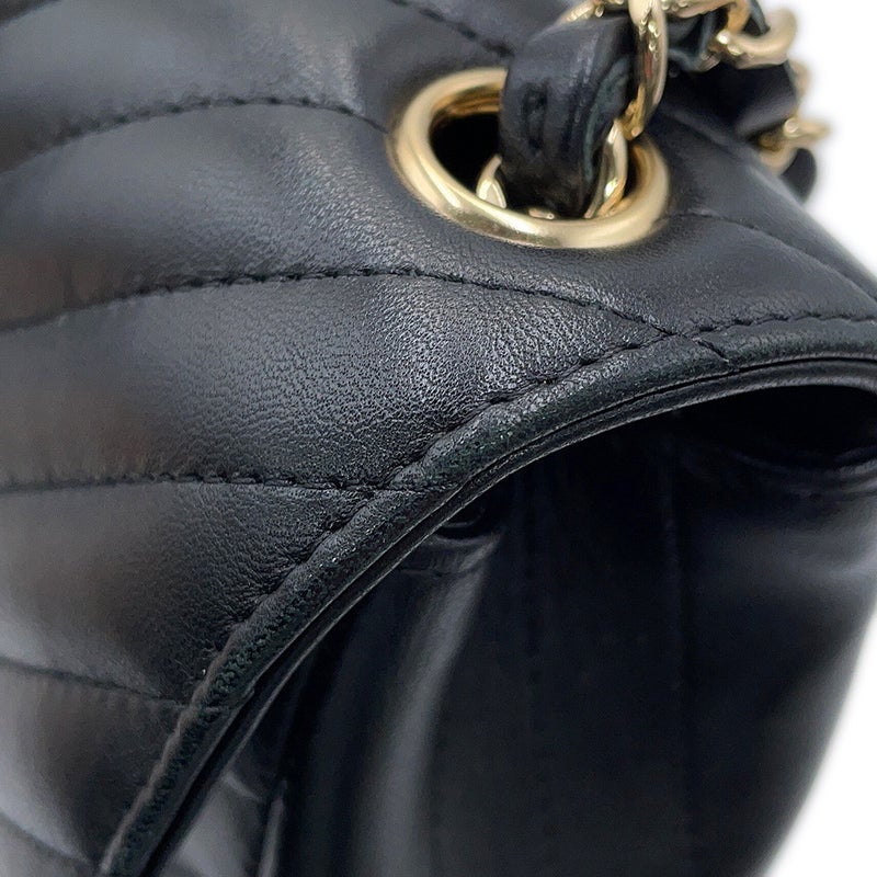 シャネル チェーンショルダーバッグ シェブロン ココマーク ミニ ラムスキン A35200 CHANEL Vステッチ 黒