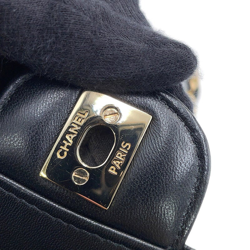 シャネル チェーンショルダーバッグ シェブロン ココマーク ミニ ラムスキン A35200 CHANEL Vステッチ 黒