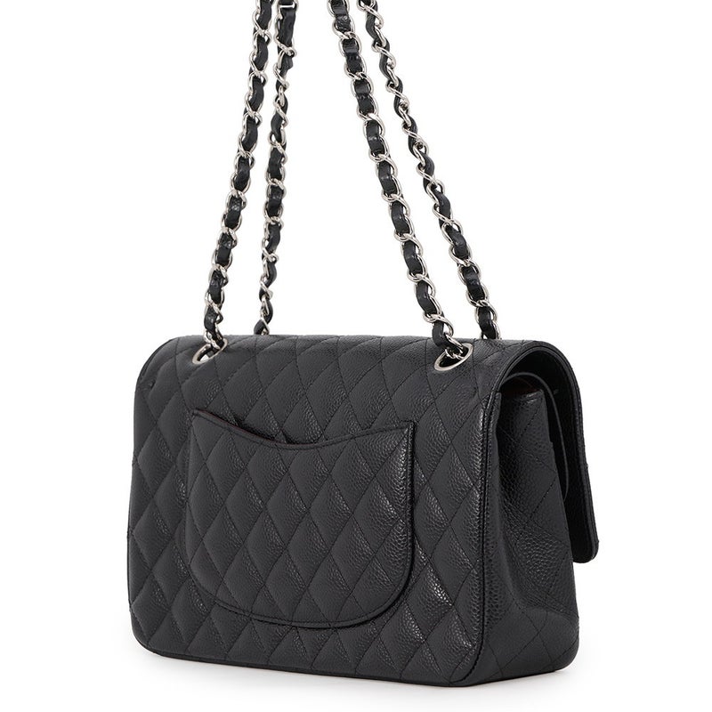 シャネル チェーンショルダーバッグ マトラッセ25 ココマーク ダブルチェーン キャビアスキン A01112 CHANEL 黒