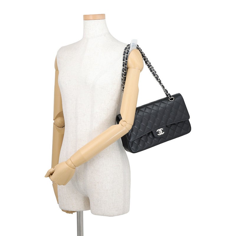 シャネル チェーンショルダーバッグ マトラッセ25 ココマーク ダブルチェーン キャビアスキン A01112 CHANEL 黒