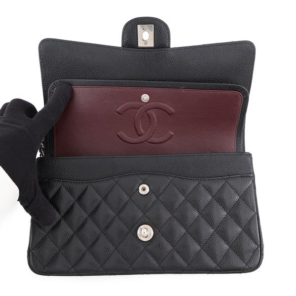 シャネル チェーンショルダーバッグ マトラッセ25 ココマーク ダブルチェーン キャビアスキン A01112 CHANEL 黒