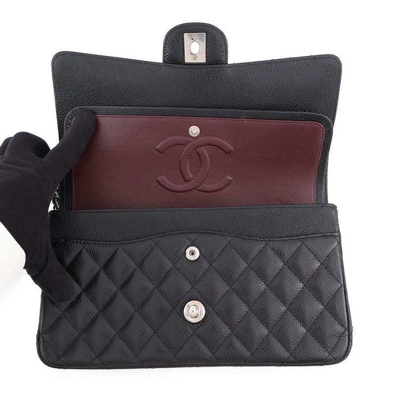 シャネル チェーンショルダーバッグ マトラッセ25 ココマーク ダブルチェーン キャビアスキン A01112 CHANEL 黒