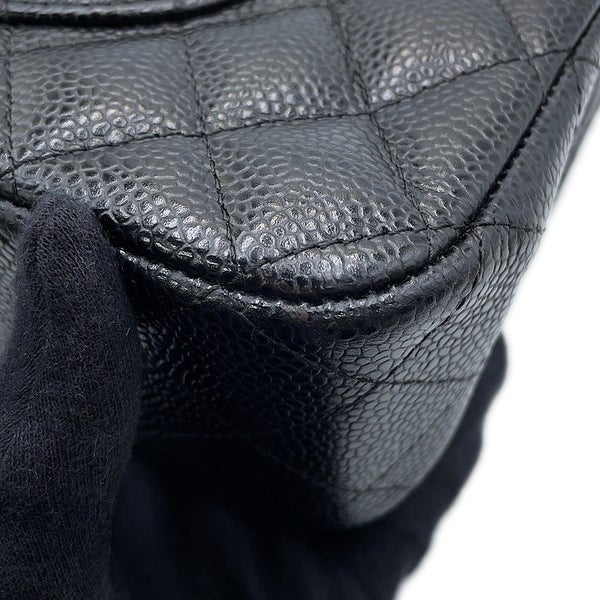 シャネル チェーンショルダーバッグ マトラッセ25 ココマーク ダブルチェーン キャビアスキン A01112 CHANEL 黒