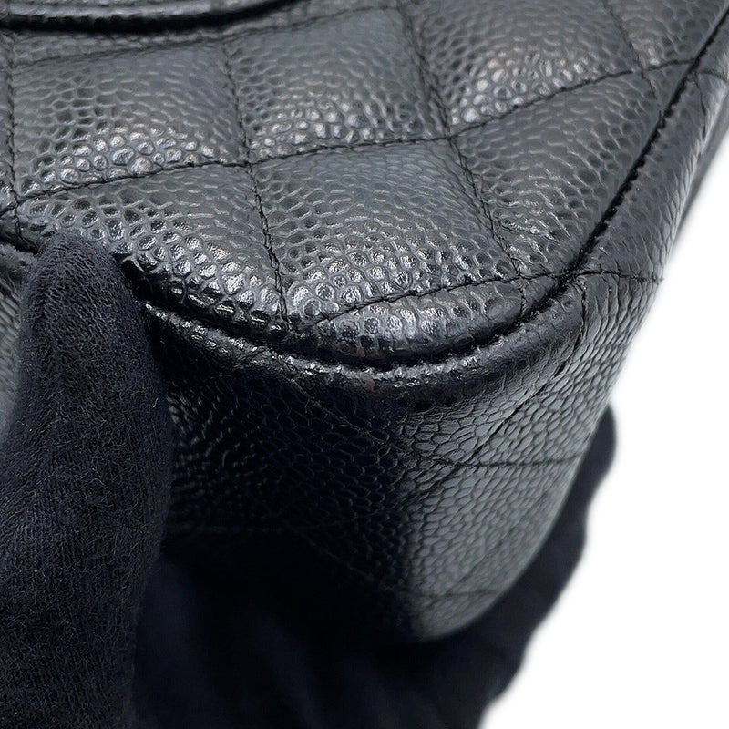 シャネル チェーンショルダーバッグ マトラッセ25 ココマーク ダブルチェーン キャビアスキン A01112 CHANEL 黒