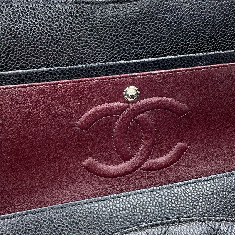 シャネル チェーンショルダーバッグ マトラッセ25 ココマーク ダブルチェーン キャビアスキン A01112 CHANEL 黒