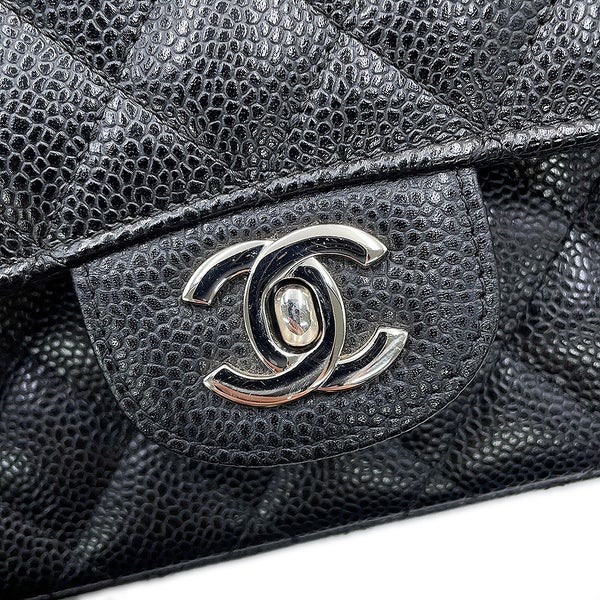 シャネル チェーンショルダーバッグ マトラッセ25 ココマーク ダブルチェーン キャビアスキン A01112 CHANEL 黒