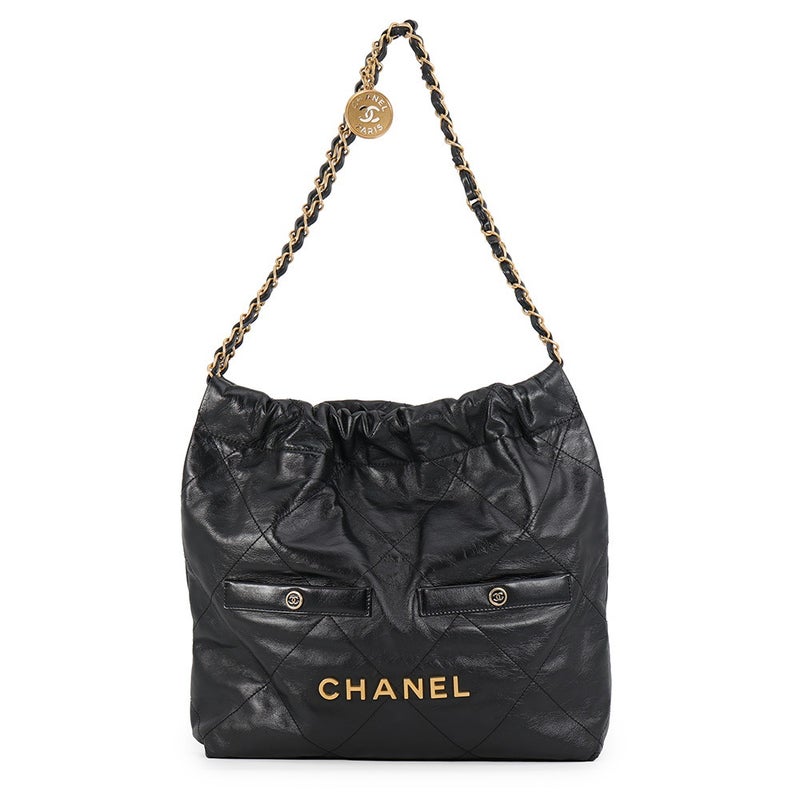 シャネル ハンドバッグ マトラッセ CHANEL22 ダブルポケット スモール カーフレザー AS3260 CHANEL ポーチ付き 黒
