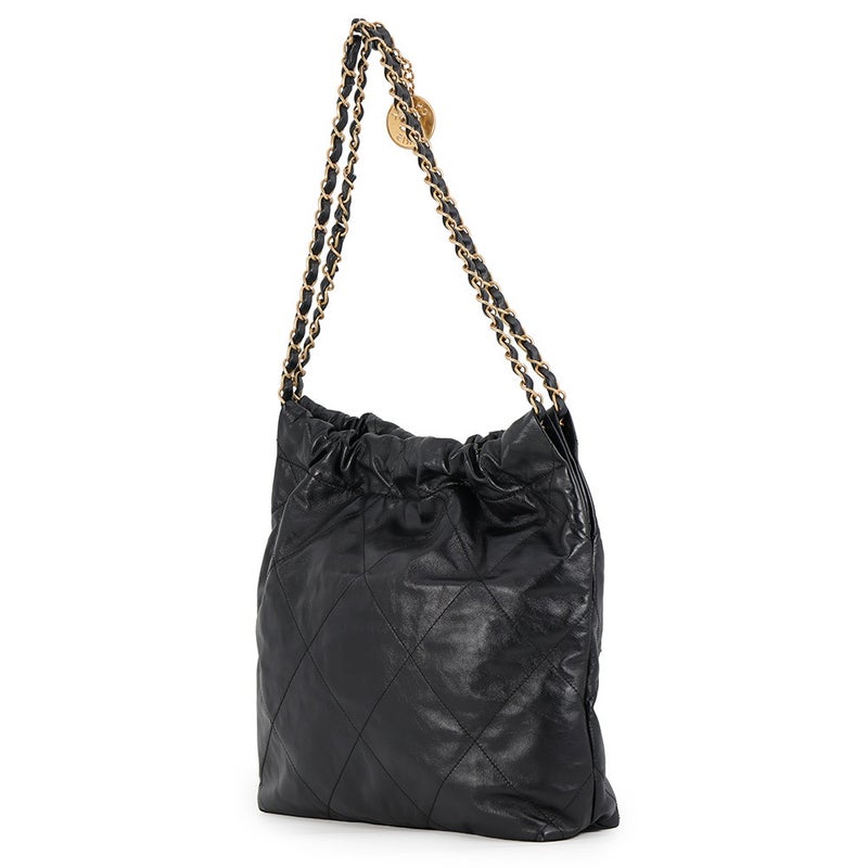 シャネル ハンドバッグ マトラッセ CHANEL22 ダブルポケット スモール カーフレザー AS3260 CHANEL ポーチ付き 黒