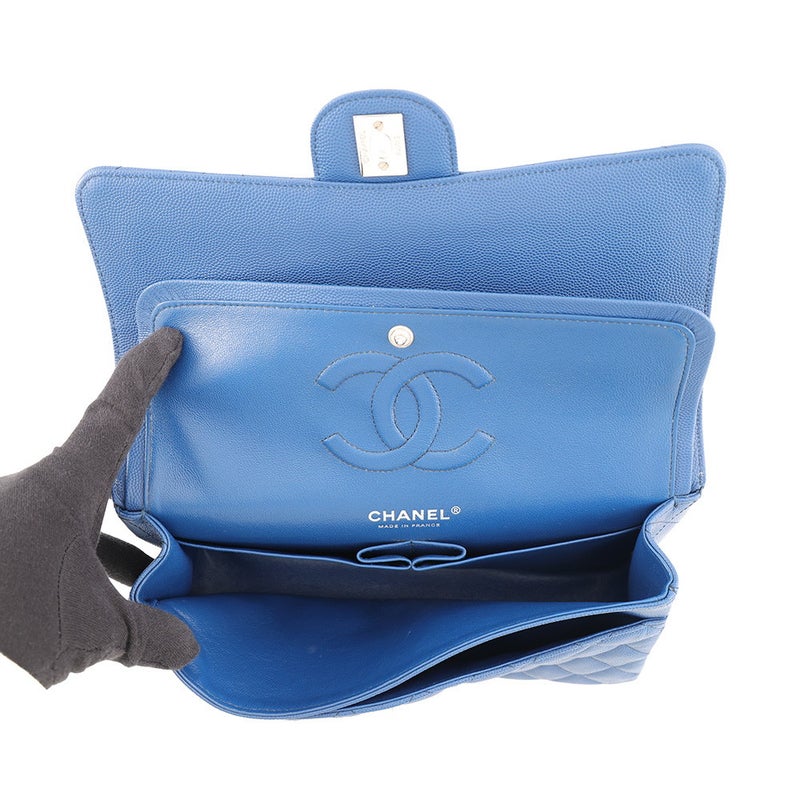 シャネル チェーンショルダーバッグ マトラッセ25 ココマーク ダブルチェーン キャビアスキン A01112 CHANEL